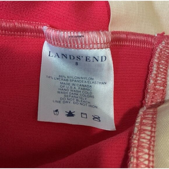 Lands' End Women's Flutter Halter Tankini Top - Coral Size 8 Ribbed Knit Piping - Picture 4 of 6